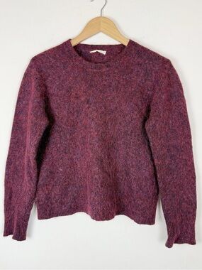 6397 alpaca/merino cropped crew neck maroon pullover sweater
